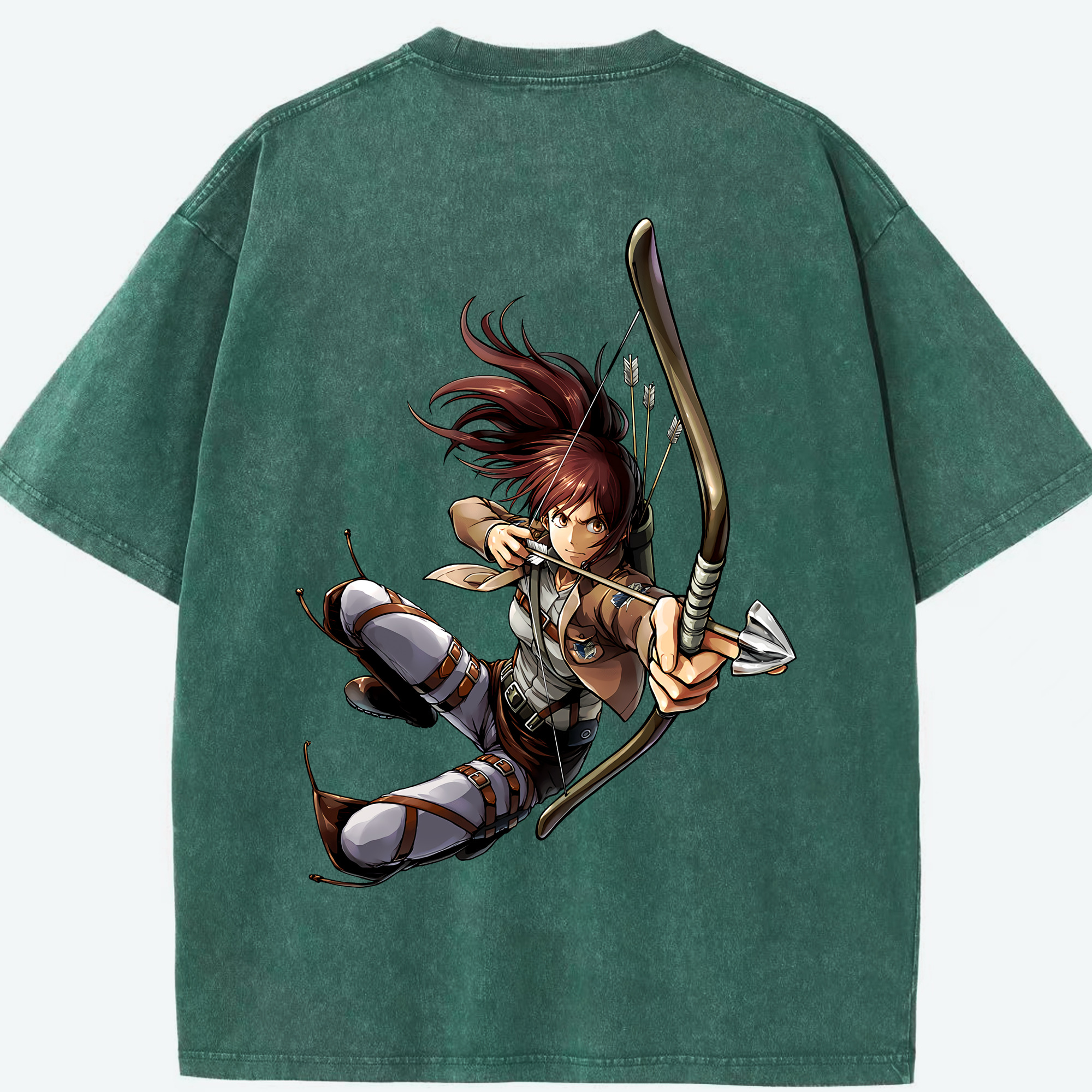 （画像用） 進撃の巨人 サシャ·ブラウス Attack on Titan Sasha Blaus 綿100% ヴィンテージ風 半袖Tシャツ（背面プリント）